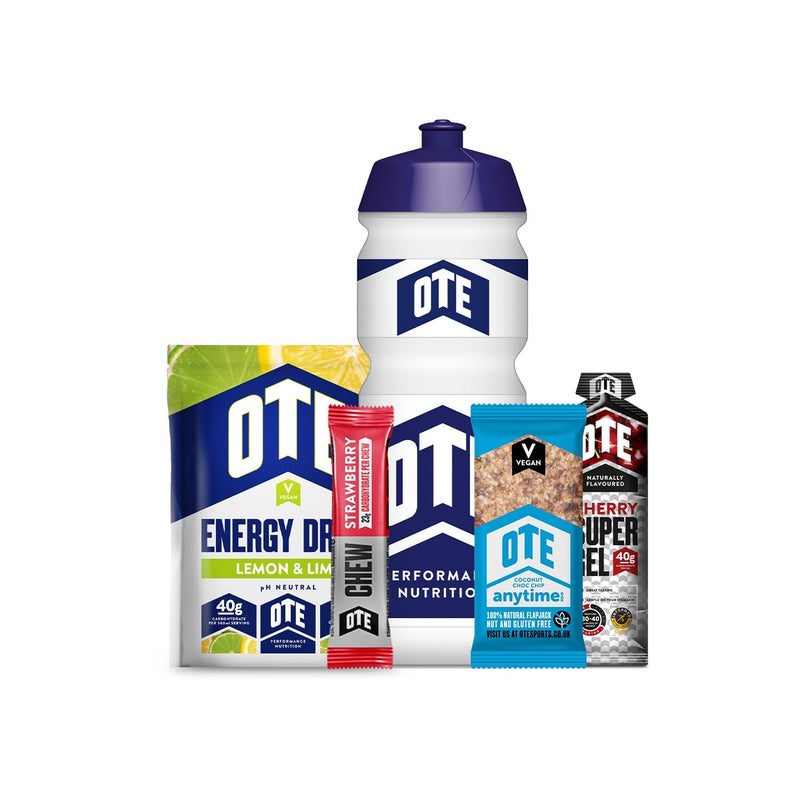 مجموعة أدوات OTE الرياضية - هدايا للدراجات للرجال - أفضل منتجاتنا وزجاجة ماء - حزمة تعريفية للدراجين والعدائين ورياضيو الثلاثي (هدية زجاجة)